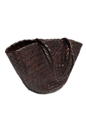 Dark Brown leather Egola shopping bag DRAGON DIFFUSION | 8026DGS5MATDKBROWN